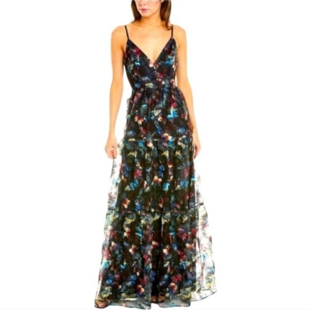 Johnny Was Papillon Embroidered Maxi Dress Butterfly Black Size 8 New MSRP  $598
